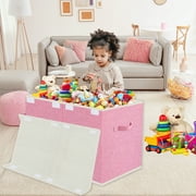Homyfort Large Toy Box for Girls,Toy Chest for Kids -Collapsible Toy Storage Organizer with Lid Toy Bin Storage Organizer for Nursery, Playroom, Bedroom , Closet, Living Room, Kindergarten (Pink)