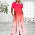 thumbnail image 2 of 2024 Summer Maxi Dress for Women Fashion Plus Szie Casual Short Sleeve Crewneck Dress Casual Flowy Tiered Maxi Beach Dress With Pockets Gradient Print Dress Up to 65% off!, 2 of 7