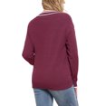 thumbnail image 3 of INSPIRE CHIC V Neck Sweater for Women's Long Sleeve Striped Pullover Soft Fall Casual Sweaters L Wine Red, 3 of 6