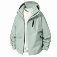 thumbnail image 2 of Zefriona Men's Water-Resistant Hooded Softshell Windbreaker Jacket for Hiking Mint Green M, 2 of 9