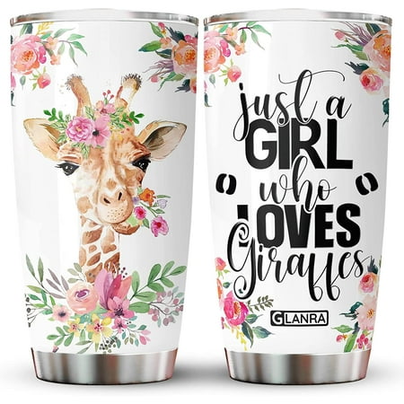 

Lovely Giraffe Flowers Tumbler Cup With Lid Just A Girl Who Loves Giraffes Double Wall Vacuum Thermos Insulated Travel Coffee Mug Birthday Gifts For Women