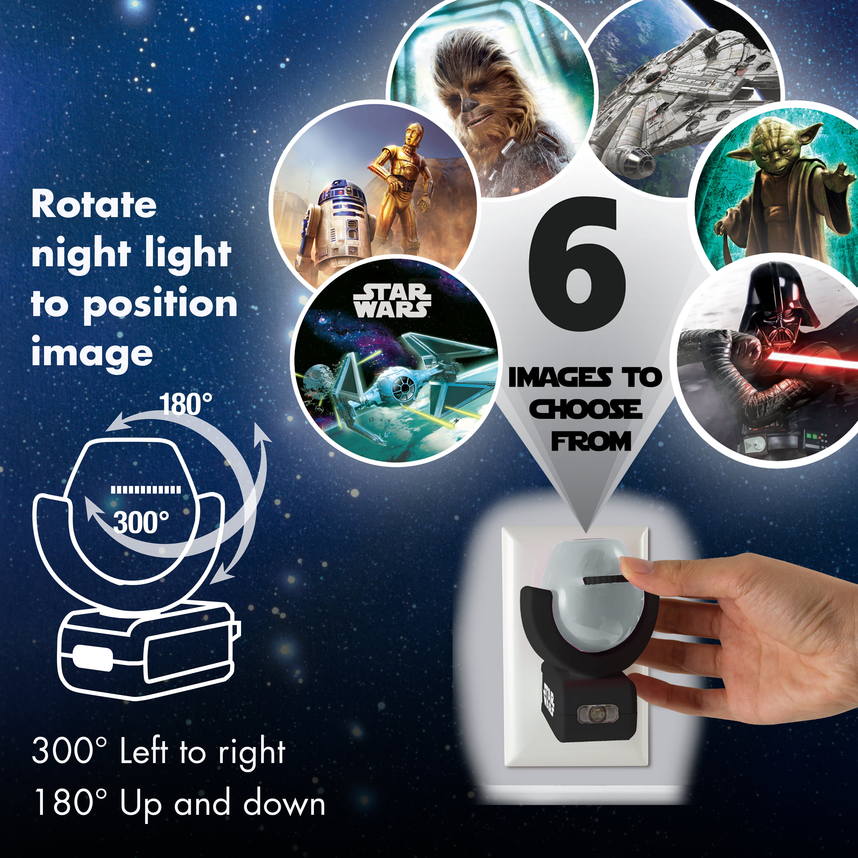 afsnit Høre fra fersken Projectables Star Wars LED Night Light, 6-Image, Light-Sensing, 43646 -  Walmart.com
