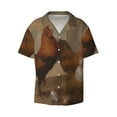 thumbnail image 2 of Lsque Oil Painting Chicken And Duck print Men's Cuban Collar Short Sleeve Shirt Summer Beachwear Casual Button Down Fashionable Vacation Leisure Shirt-Small, 2 of 7
