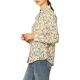 thumbnail image 5 of MODA NOVA Junior's Long Sleeve Button Down Ditsy Floral Shirt Beige M, 5 of 6