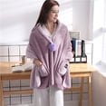 thumbnail image 2 of Sonducket Chaqueta de cama con botones de forro polar para mujer, manta tipo poncho cálida y cómoda, versátil Pijama rosa, 2 of 6
