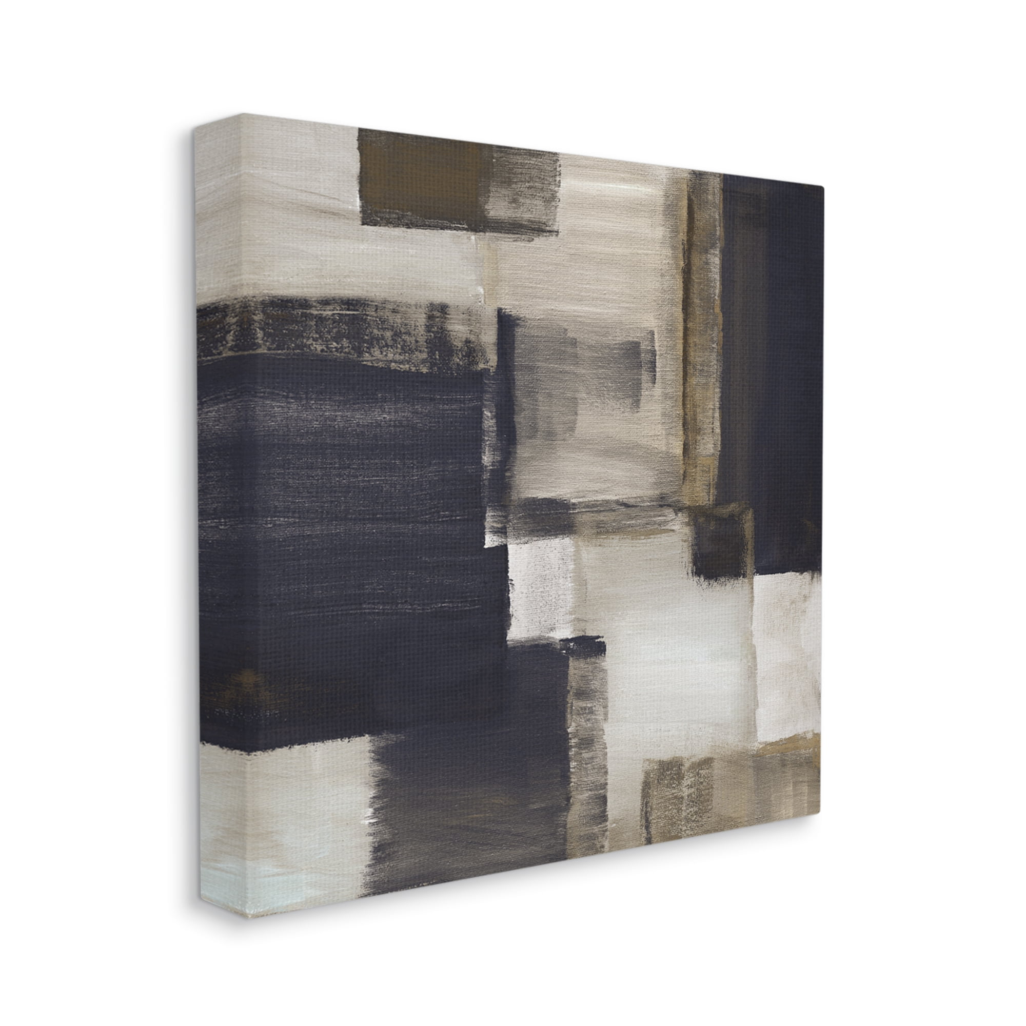 Stupell Industries Abstract Black & Brown Abstract Painting Gallery Wrapped Canvas Art Print Wall Art, 24 x 24