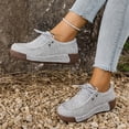 thumbnail image 2 of Chaussures de Course pour Femmes, Chaussures Décontractées Unies à Lacets devant, Bout Rond, Plates à Semelle Épaisse, Toutes Saisons, Mocassins pour Femmes, 2 of 9
