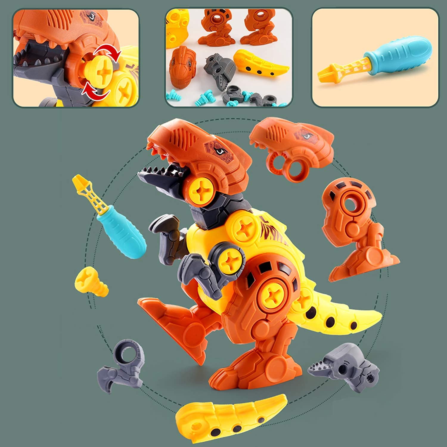 OZMI Take Apart Dinosaur Toys, Dinosaur Toys for Kids 3-5， 4 5 6 7 8 9 Year Old Boys Toys, Learning Educational Building Dinosaur Toys with Electric NETNEW Take Apart Dinosaur Toys, Electric Drill, STEM Engineering