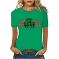thumbnail image 1 of Pompotops Blouse Décontractée pour Femmes Imprimée pour la Saint-Patrick à Manches Courtes et Col Rond, 1 of 5