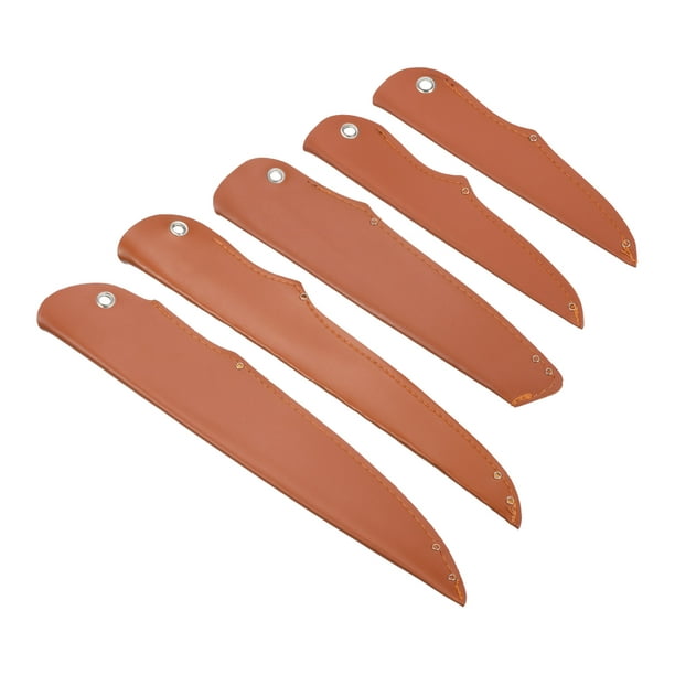 Uxcell 8 PU Leather Paring Knife Sheath Cover Sleeves Knives Edge Guard,  Brown 