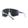 thumbnail image 4 of Mens Color Mirror Exposed Lens Large Shield Sunglasses Grey Green Mirror, 4 of 4