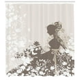 thumbnail image 3 of Vintage Woman Shower Curtain, Wedding Theme Background with Flowers Bouquet and Bride Silhouette, Fabric Bathroom Set with Hooks, 69W X 84L Inches Extra Long, Taupe Eggshell White, by Ambesonne, 3 of 3