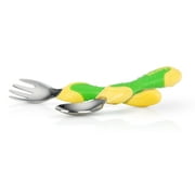 Nuby Stainless Steel Utensil, 2 Piece, Green/Yellow