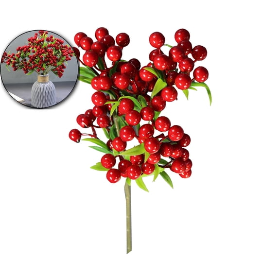 VQPeo Artificial Berries, Realistic Foam Fruit, Christmas Decoration Berry for Bridal Bouquets and Holiday Decor