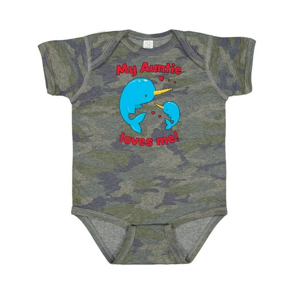 Inktastic My Auntie Loves Me Narwhal Family Boys or Girls Baby Bodysuit