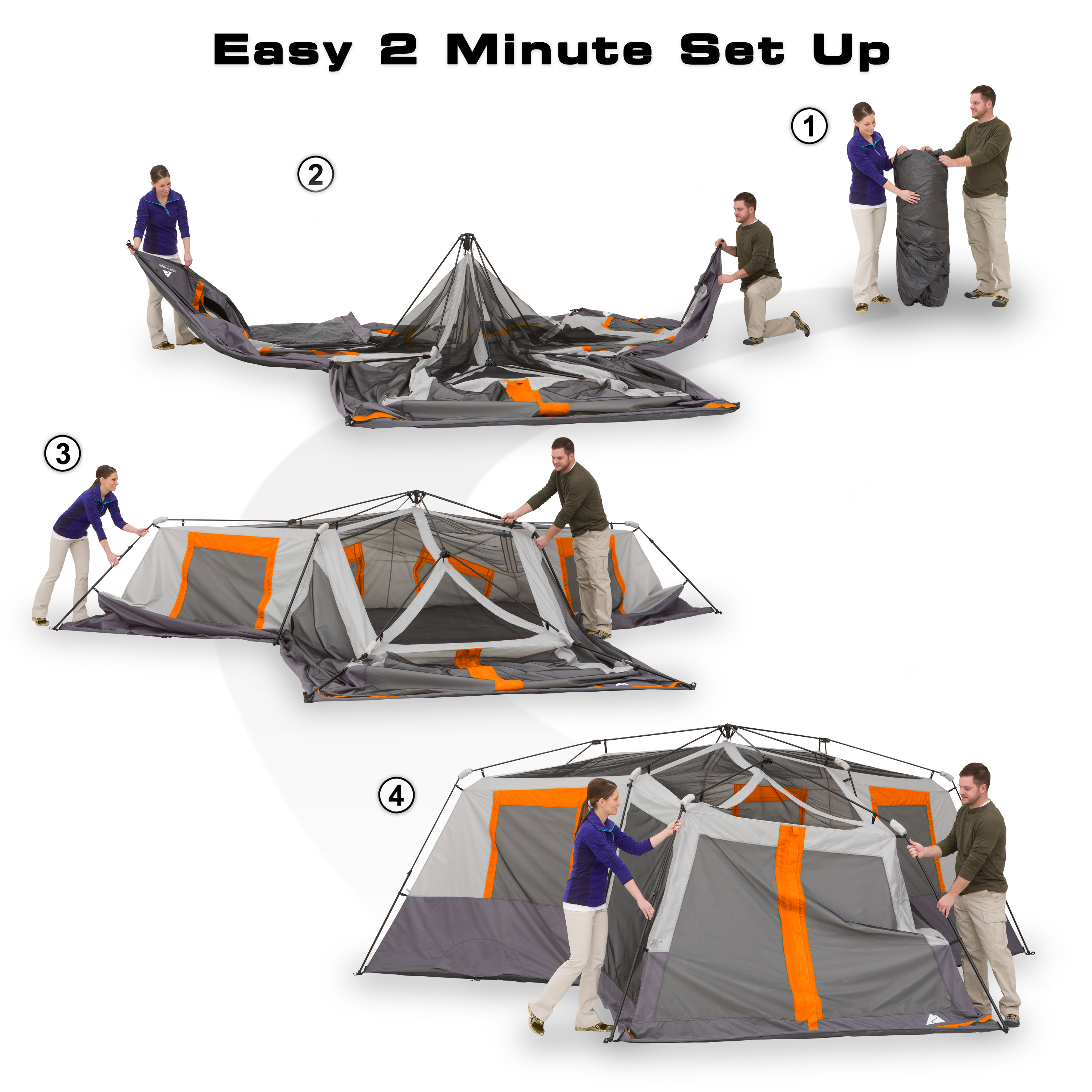 Carpa tipo cabina instantánea Ozark Trail de 20 pies x 18 pies para 12 personas, 3 habitaciones con área de malla, 56.5 lbs 8