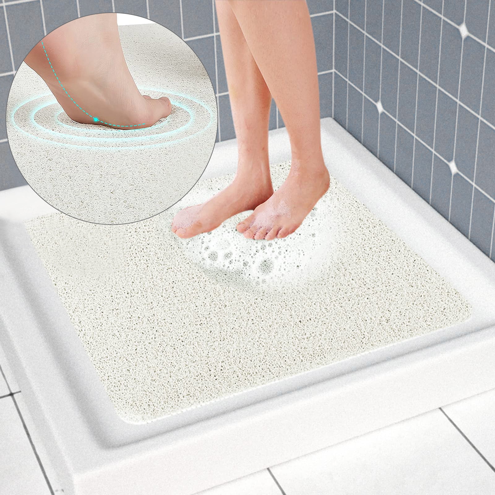 Tripumer Bathtub Mat Non Slip Shower Mats 24x24 inch Soft Textured PVC