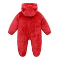 thumbnail image 4 of Zwiiyzr 3-18M Newborn Baby Cute Bear Ear Jumpsuit Hooded Fleece Christmas Footie Rompers Winter Onesies Outwear Outfits for Kids Girls Boys Red, 4 of 8
