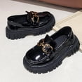 thumbnail image 5 of Girls Platform Loafers Slip On Chunky Shoes with Non-Slip Sole Round Toe School Uniform Dress Shoes Gold 36, 5 of 7