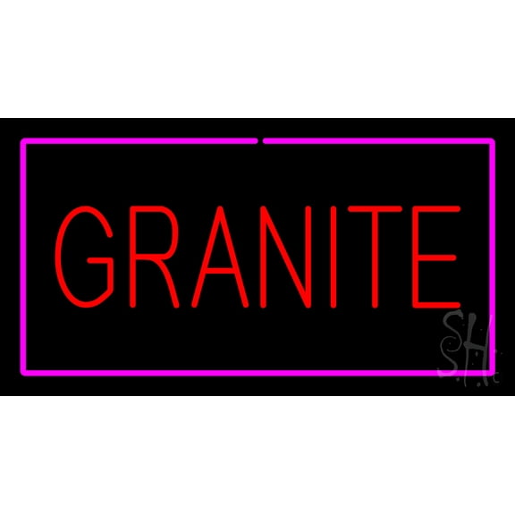 Granite Rectangle Purple LED Neon Sign 13" Tall x 24" Wide - inches Black Square Cut Acrylic Backing, with Dimmer - Premium built indoor Sign for Storefront, Store interior, Exhibition, Decor.