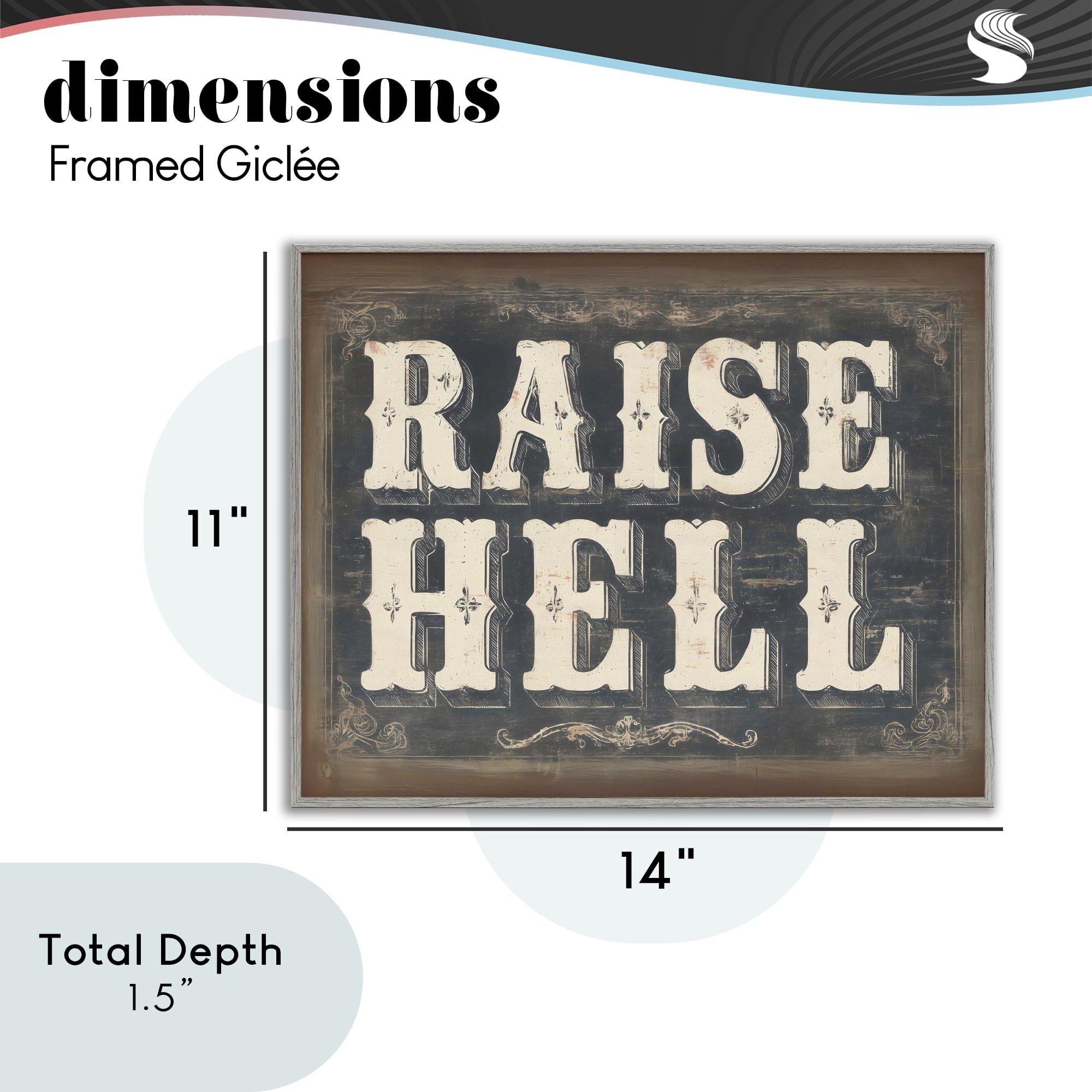 Stupell Industries Raise Hell Vintage Western Gray Framed Giclee Art, design by Arlington Prints
