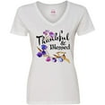 thumbnail image 3 of Inktastic Thankful and Blessed Inspirational Saying with Flowers Women's V-Neck T-Shirt, 3 of 5