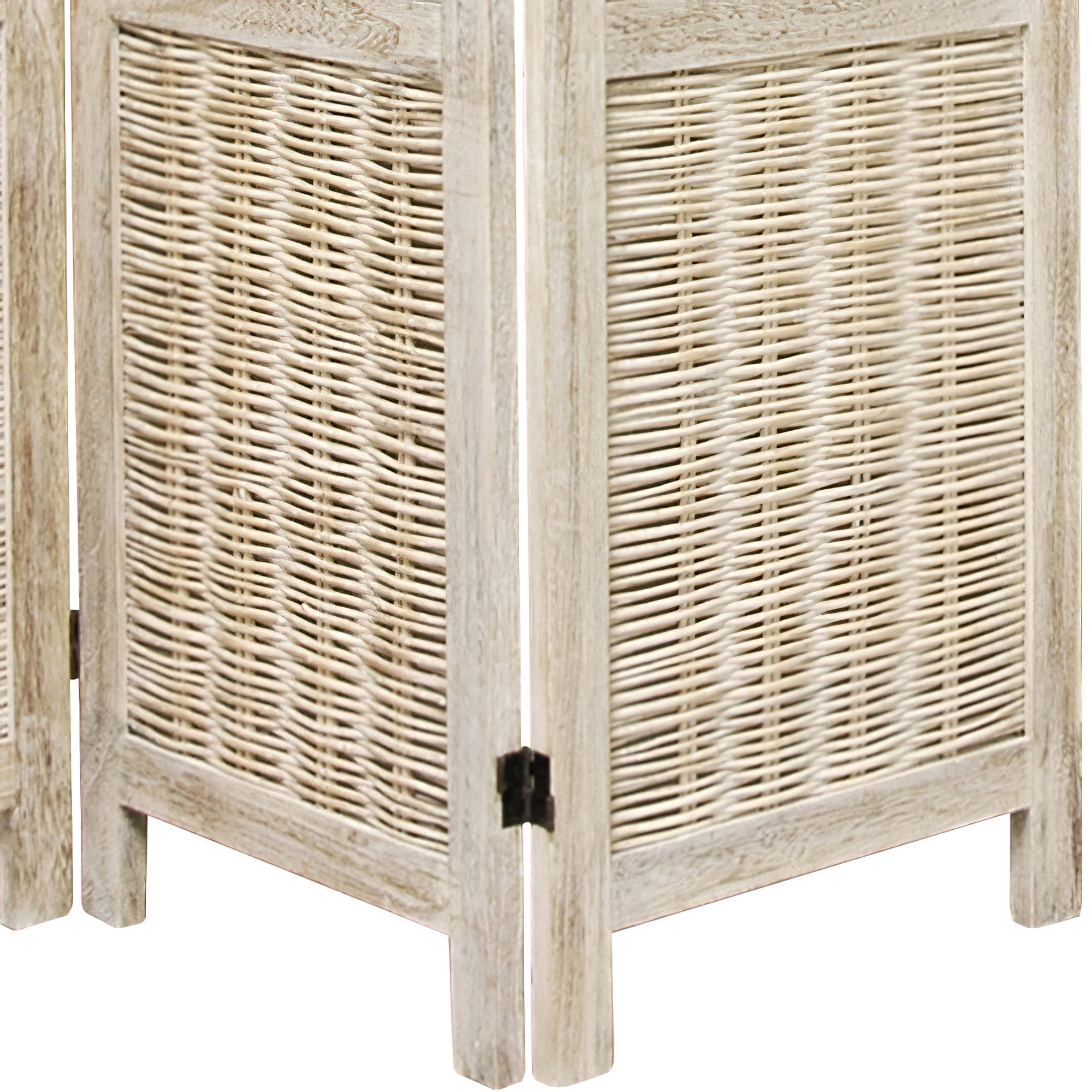 Oriental Furniture 5 1/2 ft. Tall Bamboo Matchstick Screen - White - 4 Panel