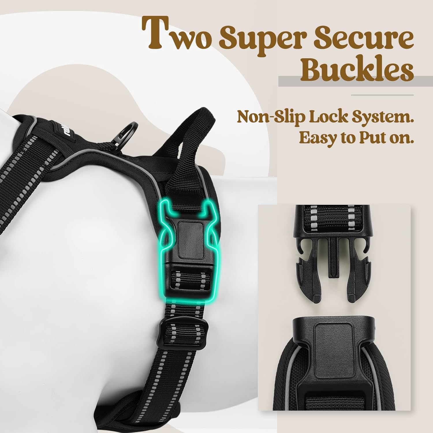 Rabbitgoo No Pull Dog Harness, Black, Large photo 2