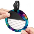 thumbnail image 2 of tie dye10 Set of 2pcs PU Leather Round Suitcase Tags with Privacy Cover and Name ID Tag - Ideal for Travel Luggage, Handbags, Backpacks, School Bags, 2 of 6