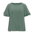 thumbnail image 7 of RQYYD Plus Size Tops for Women Double Layer Ruffle Sleeve Blouses Crew Neck Casual Flowy Tunic Tops, 7 of 7