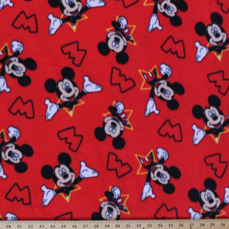 Fleece (Not for masks) Mickey Mouse Disney Red Stars