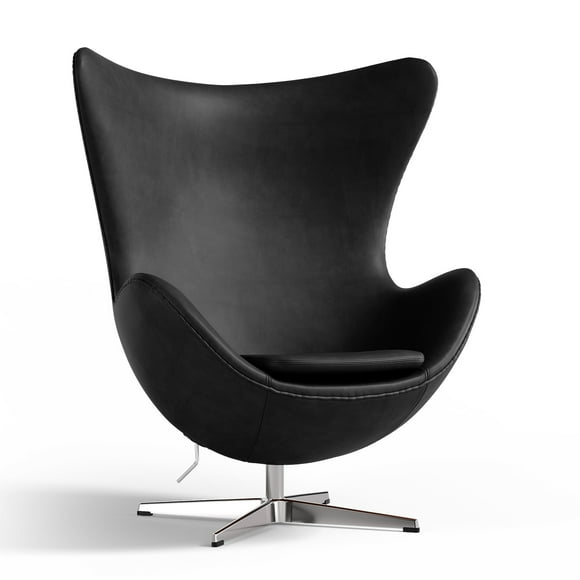 Valencia Finola Top Grain Leather Accent Chair | Pure Italian Nappa Leather, Solid Wood Frame with Steel Frame, Ultimate Comfort, Black