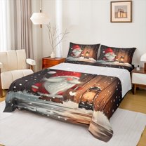 Manfei Christmas Gnome Child Full Size Sheets, Winter Rustic Cabin Bed Sheets, Western Festival Sheet Sets, Microfiber Bedroom Decor, 4pcs