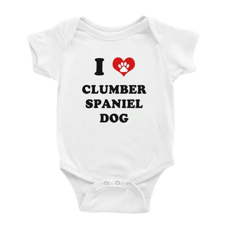

I Heart Clumber Spaniel Dog Funny Baby Jumpsuits (White 3-6 Months)