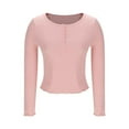 thumbnail image 6 of ZyeKqe Womens Long Sleeve Shirts Ribbed Knit Going out Tops Crewneck Buttons Slim Fitted Soft Basic Tees, 6 of 8