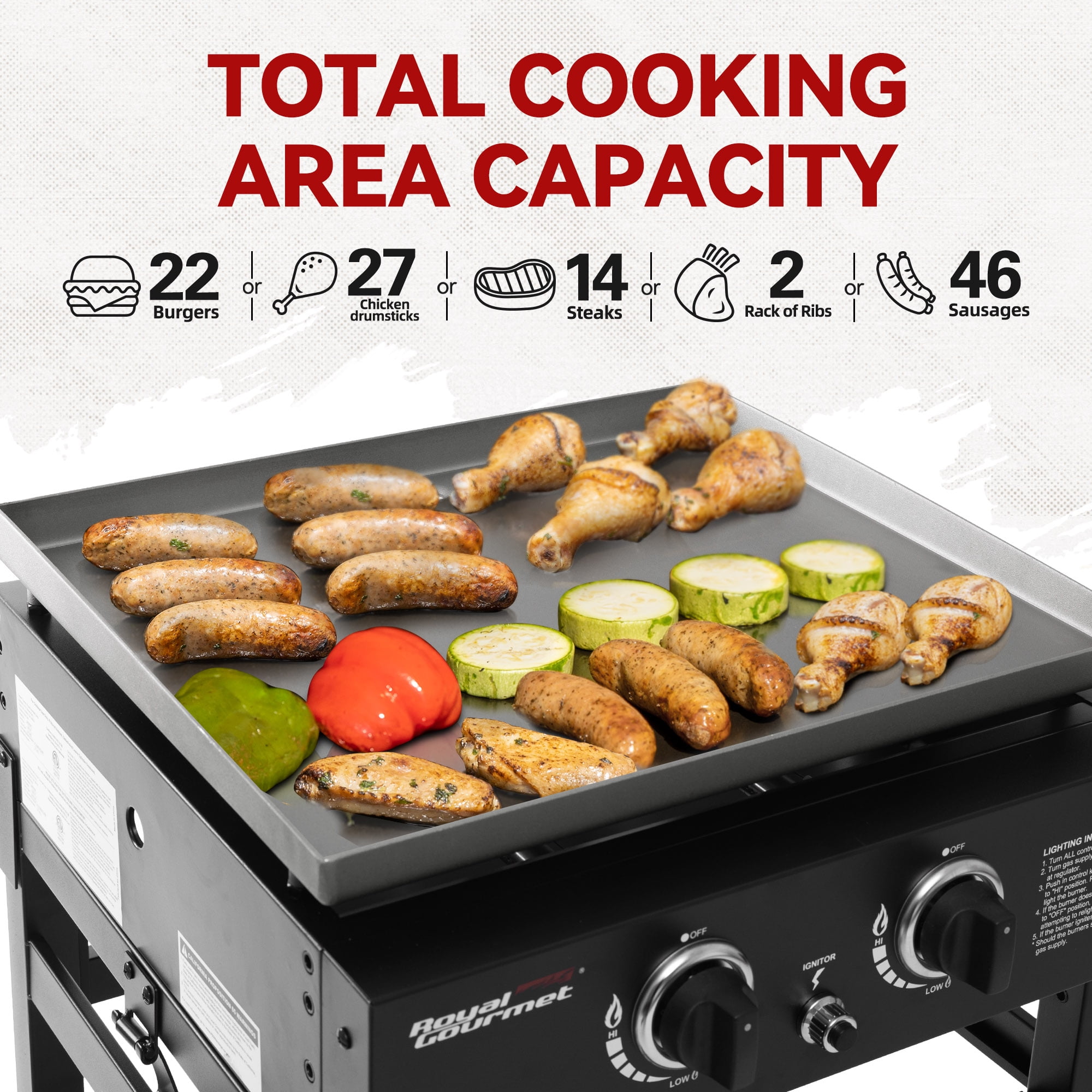 Royal Gourmet GB2000N 23-Inch Flat Top Gas Griddle, 2-Burner Outdoor Griddle