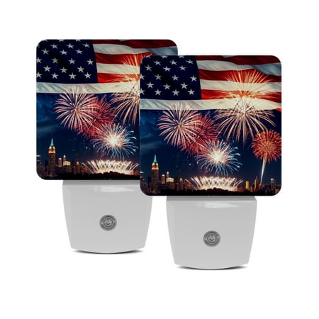 

LED Night Lights Plug into Wall 2-Pack 0.5W Plug in Night Light Dusk to Dawn White Bright Nightlight for Bedroom Bathroom Hallway Kitchen Independence Day 4Th of July