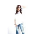 thumbnail image 3 of David Collection Womens 3/4 Sleeve Casual Oversized of Shoulder Boat Neck T-shirt, 3 of 3