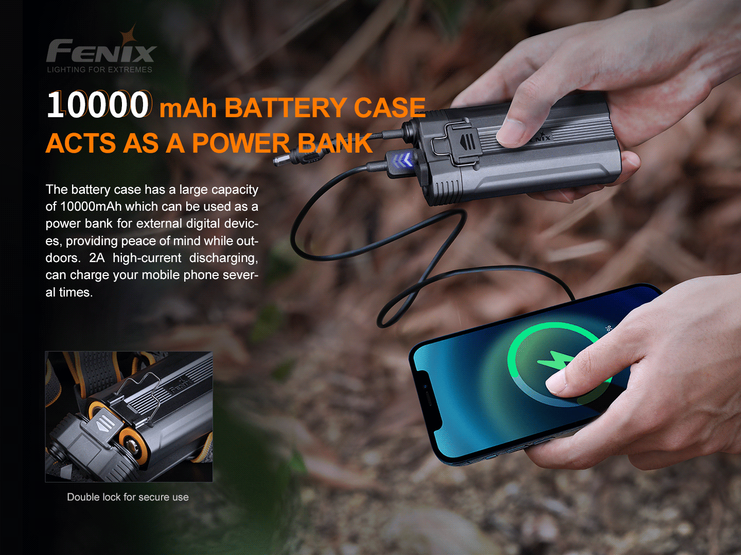Fenix HP30R v2.0 (Black) 3000 Lumen Spotlight & Floodlight Headlamp with Battery Case