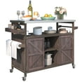 thumbnail image 5 of Glavbiku Kitchen Island,Rolling Bar Cart with Stainless Steel Top,Spice Rack for Outdoor,Dark Brown, 5 of 14