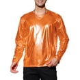 thumbnail image 1 of CAMISETAS DE HOMBRE INSPIRE CHIC Cuello Redondo Manga Larga Top Brillante XL Naranja, 1 of 7