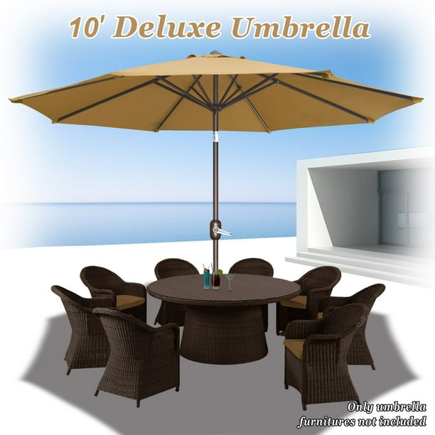 camel patio umbrella Strong 9' Cantilever 40 Led Light Outdoor Garden Aluminium Market (Brown) : Patio, Lawn & Garden designed for easy operation and reliable sun protection Galtech International 736 9' Auto-Tilt