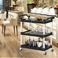 thumbnail image 2 of Ktaxon 3-Tier Plastic Rolling Service Utility Cart with Wheels, Heavy Duty 390lbs Capacity Garage Tool Cart Foodservice Cart for Warehouse Office Home Restaurant Kitchen Office, 2 of 8