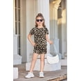 thumbnail image 4 of Arshiner Toddler Girls Leopard Outfits Summer Short Sets Short Sleeve Shirt Roundneck Tops and Ruffle Hem Shorts 2 Piece Sets, 4 of 8
