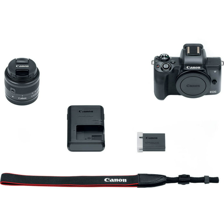 Canon Black EOS M50 Mirrorless Camera with 24.1 MegaPixels, 15-45mm Lens  Included