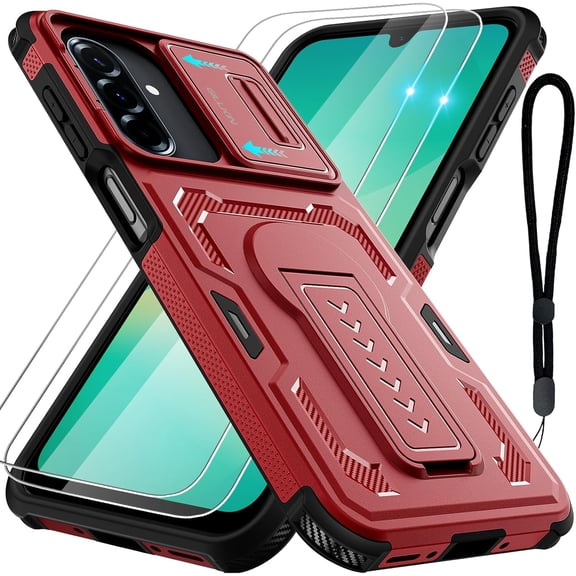 REQO for Samsung Galaxy A16/ A17/ A26 5G Case with 2*Screen Protectors, Kickstand, Slide Camera Cover & Lanyard Strap, 2-Layer Shockproof Rugged Slim Case