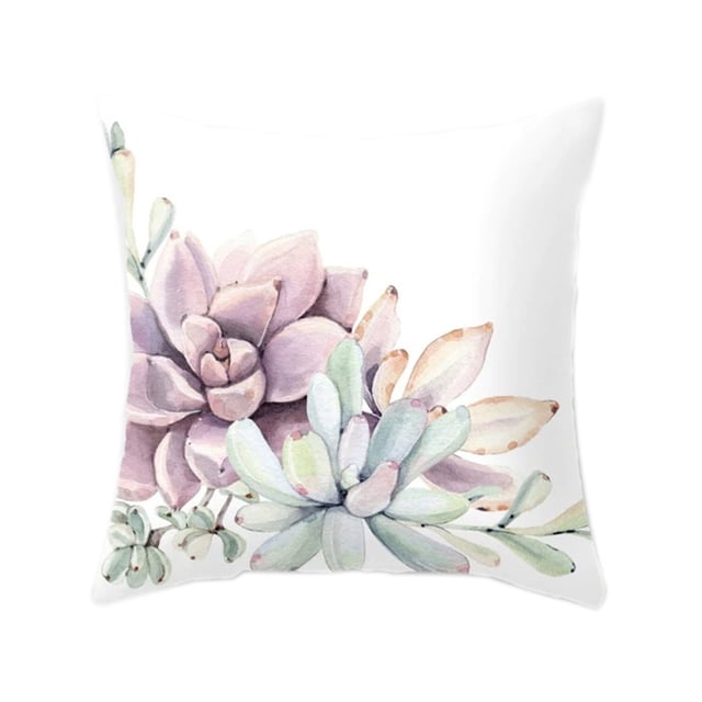 Cactus Succulents Pattern Polyester Pillowcase Cushion Cover Office Sofa Home Peach Skin Velvet Decor