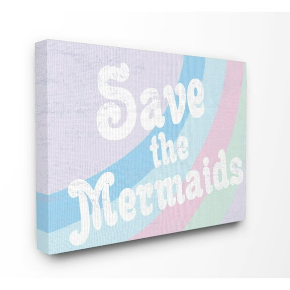 Stupell Save The Mermaids Wall Art - Purple canvas wrapped - 16 x 20