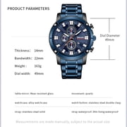 Men's Watches Quartz 30m Waterproof Clock Auto Date Stainless Steel Case Watchband Wristwatches 9153 Blue Timer Bracelet Watch - Quartz Wristwatches