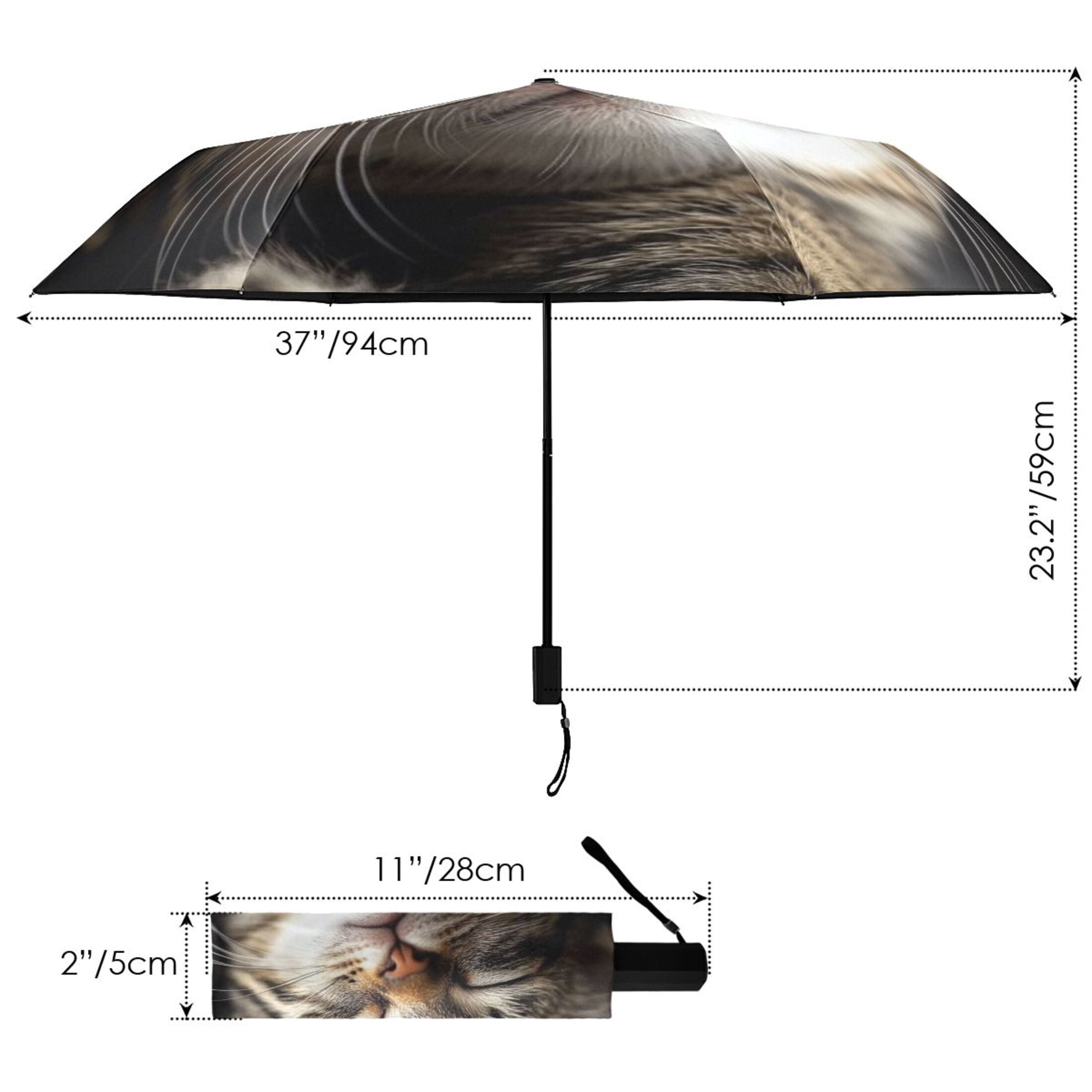 Cute Cats Wink All Weather Umbrella Triple Folding Parasol 6 Ribs UV Protection Portable